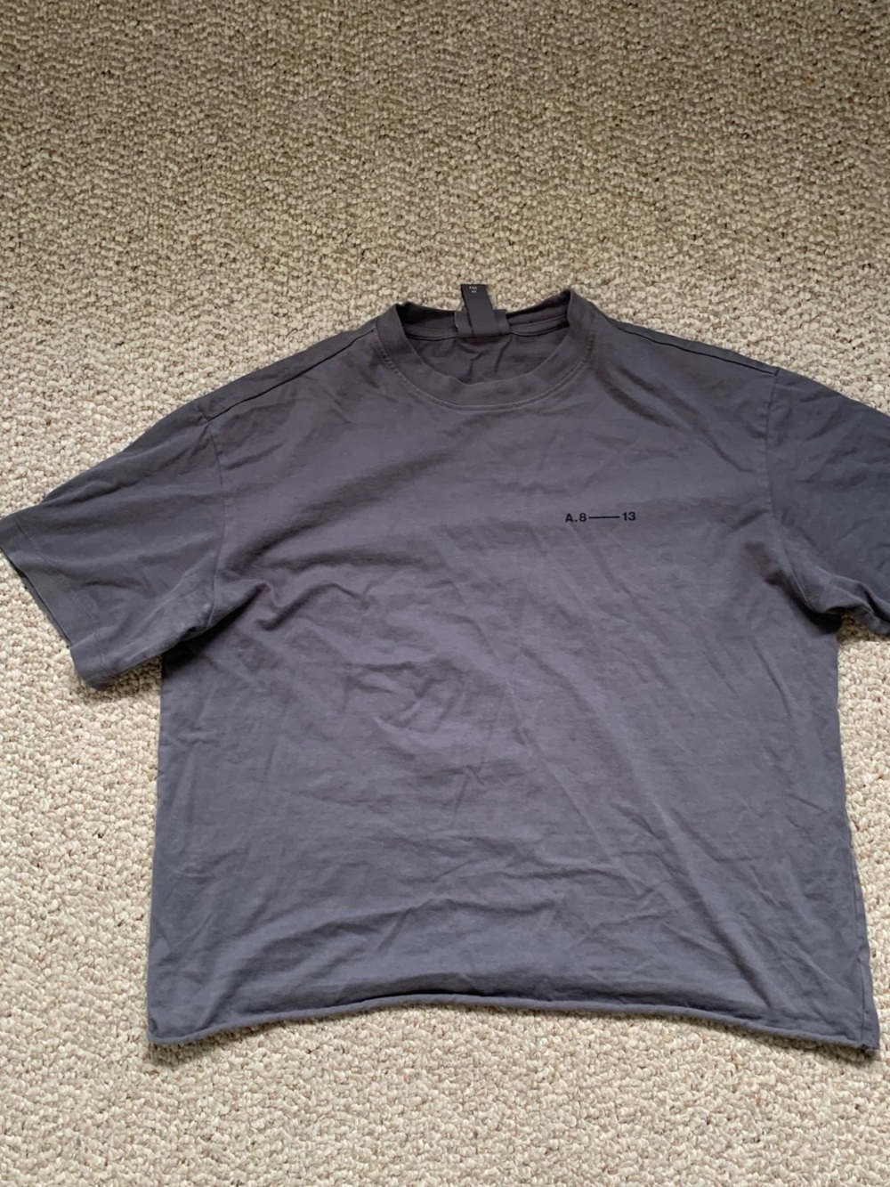 H&M Dark Gray Short Sleeve Crew Tee with Minimal Chest Print